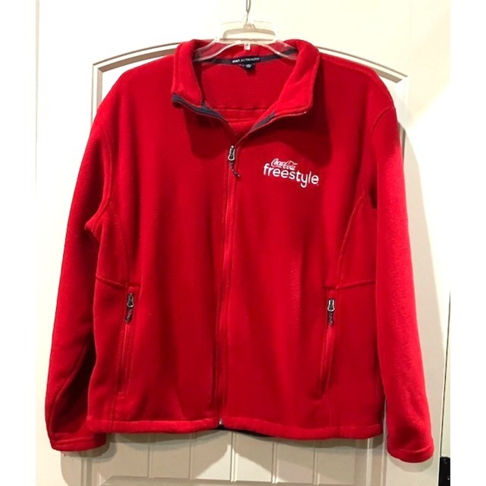 Coca Cola Freestyle Mens Size XL Fleece Jacket Fort Authority Full Zip Coke Logo